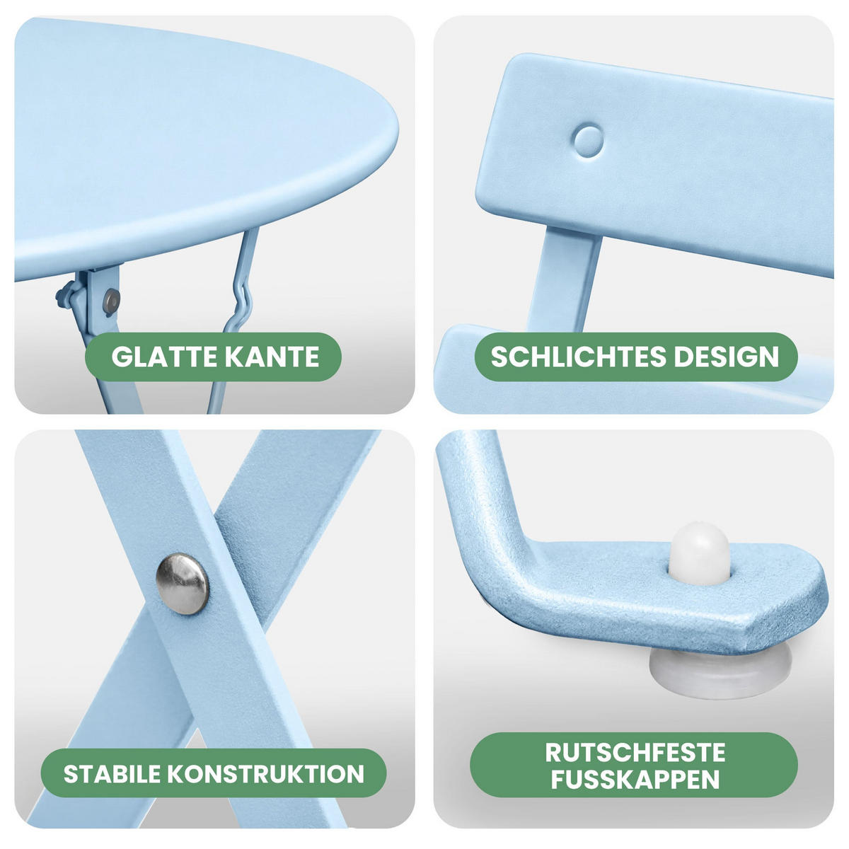 BALKONSET 3-er Set Metall Blau - Blau, Metall - Akord