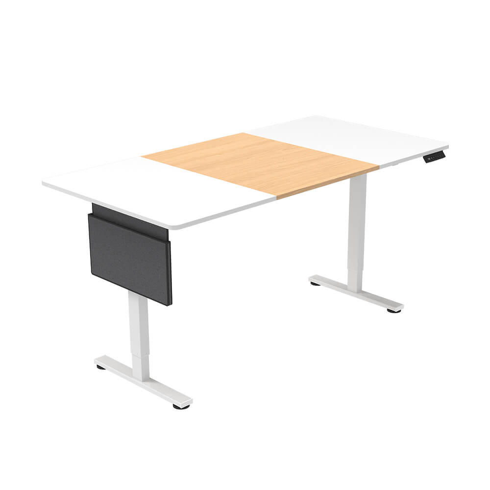 HÖHENVERSTELLBARER Schreibtisch ELMO Weiß/Holz - 160 x 60 cm - Weiß, Holz/Metall (60/160/70cm) - Home Deluxe
