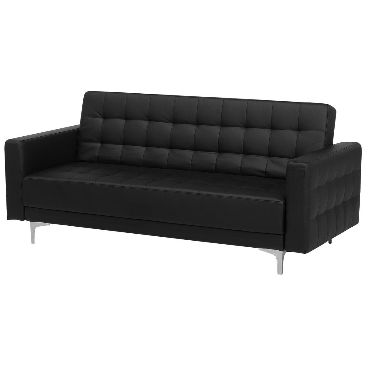 3-SITZER-SCHLAFSOFA Kunstleder Schwarz Aberdeen - Schwarz, Textil (186/83/88cm) - Beliani
