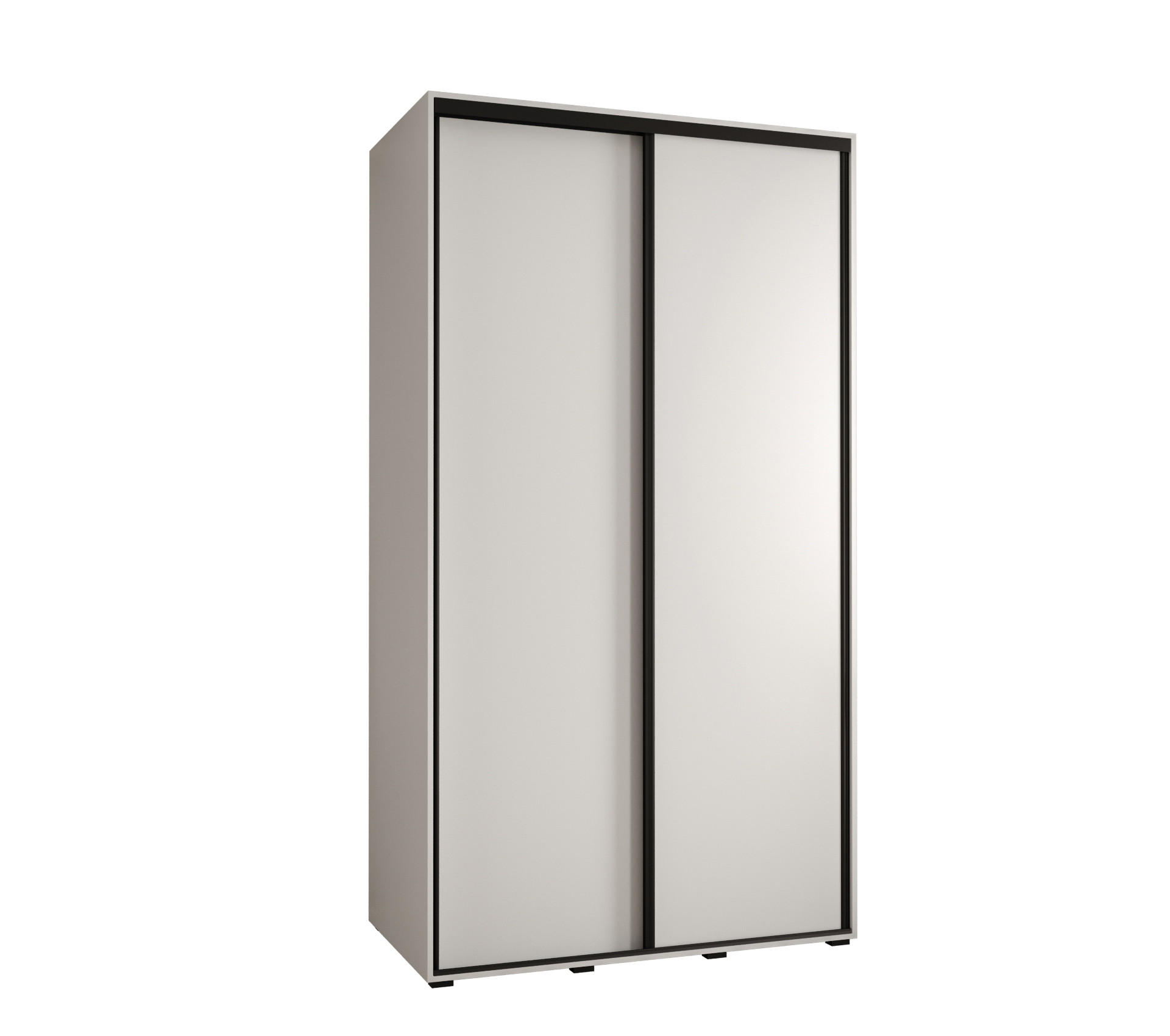 Abiks Möbel Schwebetürenschrank Weiß, Weiß, Schwarz 140x235x60 cm