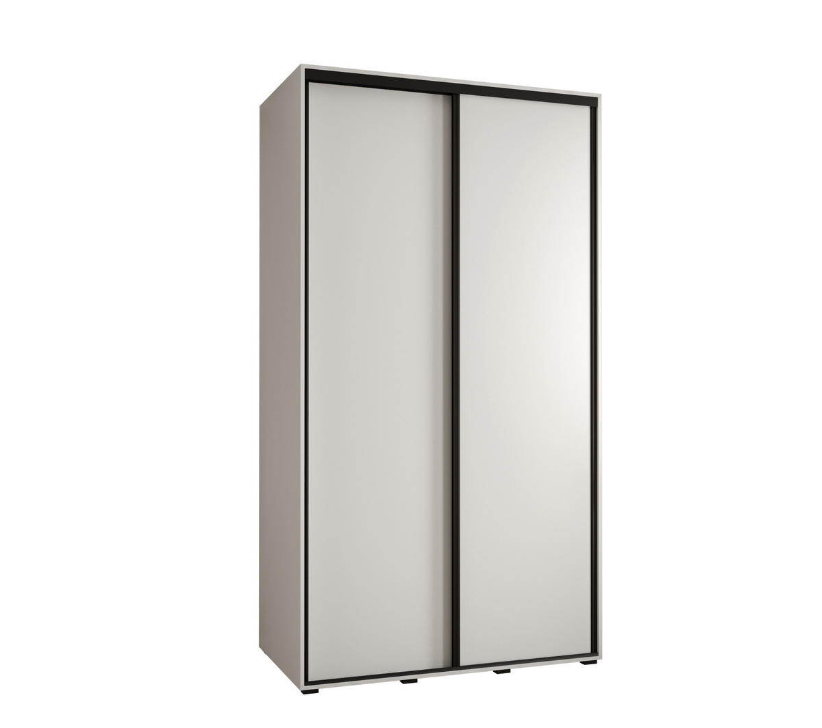 SCHWEBETÜRENSCHRANK 235,2/130/60 2-türig - Schwarz/Weiß, Holz/Metall (130/235/60cm) - Abiks Möbel