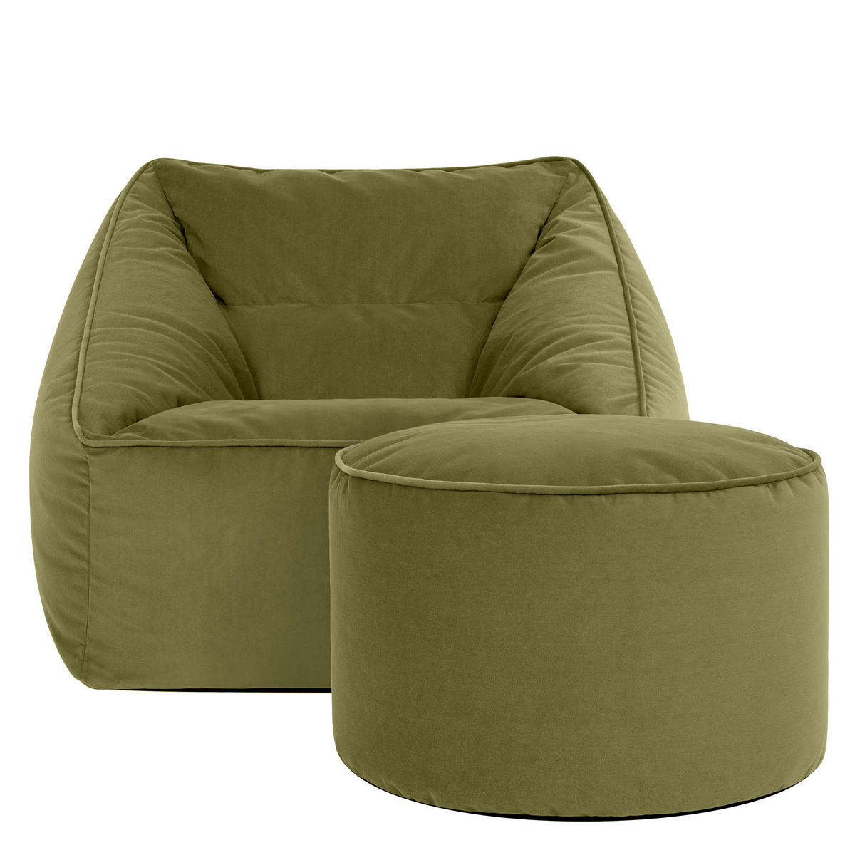 SITZSACK Natalia Samt Sessel mit Milano Fußhocker - Dunkelgrün, Textil (70/65/70cm) - icon