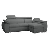 ECKSOFA Boston Mini Premium Cord 2RLC Seite: Rechts 2R+LC - Chromfarben/Grau, Holz/Textil (255/170cm) - MIRJAN24