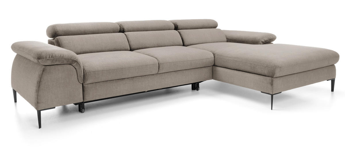 ECKSOFA L-Form 290 cm Amaro M mit Schlaffunktion, Rechts, Dunkelbeige - Cappuccino, Holz (182/288cm) - Emporius