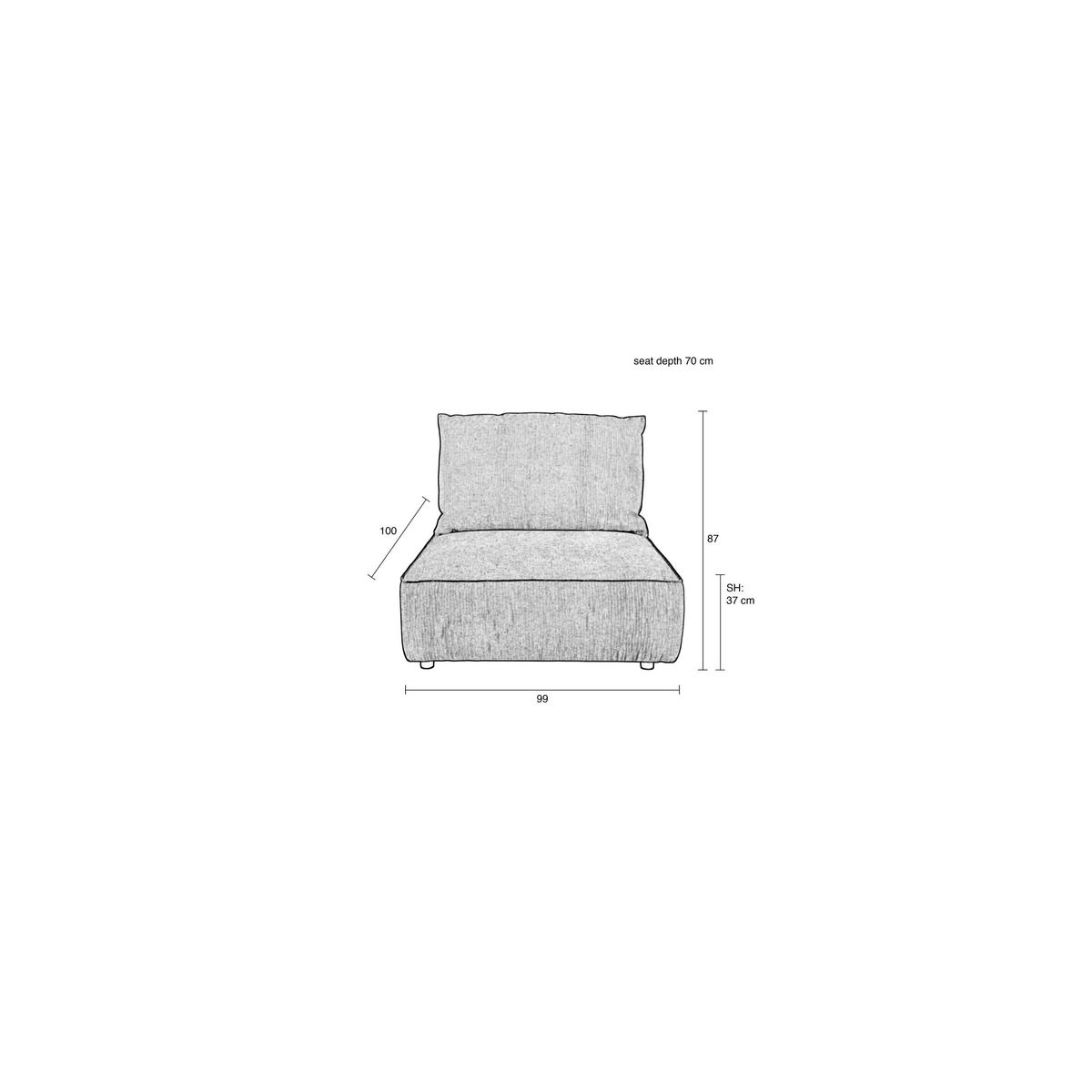 SOFA ELEMENT Hunter Rückenlehne Sand/ Beige - Beige, Textil (99/87/100cm) - Zuiver