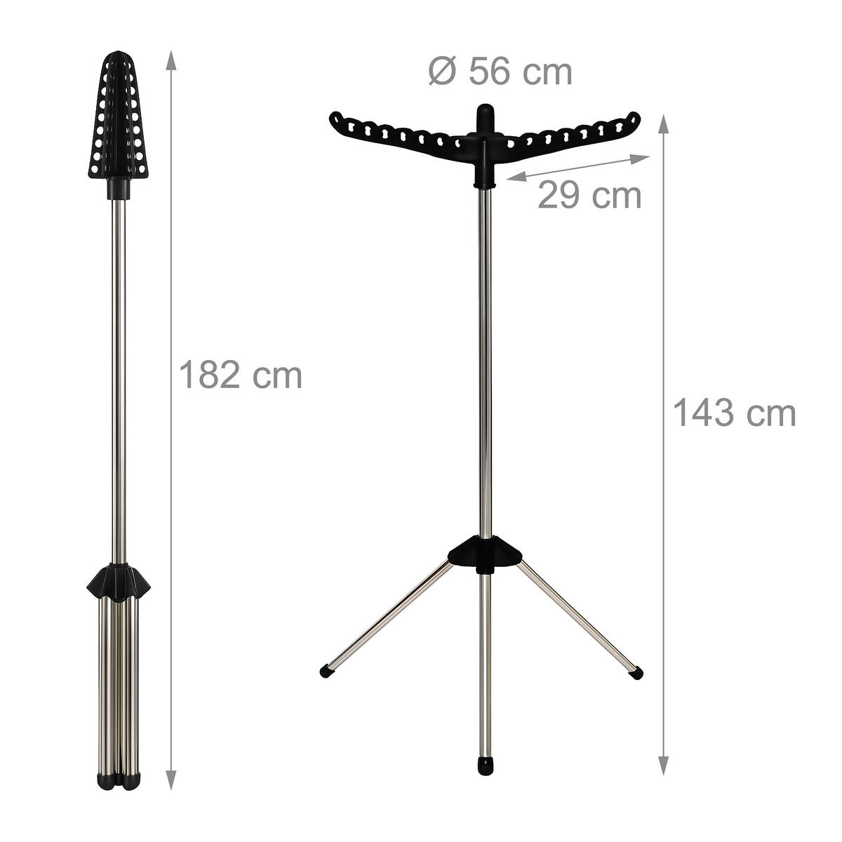 SUŠIAK na bielizeň - viacfarebná, kov/plast (56/143/56cm) - Relaxdays