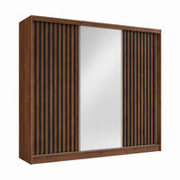 KLEIDERSCHRANK Lumil 240 cm Nussbaum Warmia Spiegel 4 Schubl. Griffe schwarz - Nussbaumfarben, Holzwerkstoff (240/216/61cm) - KS Home Concept