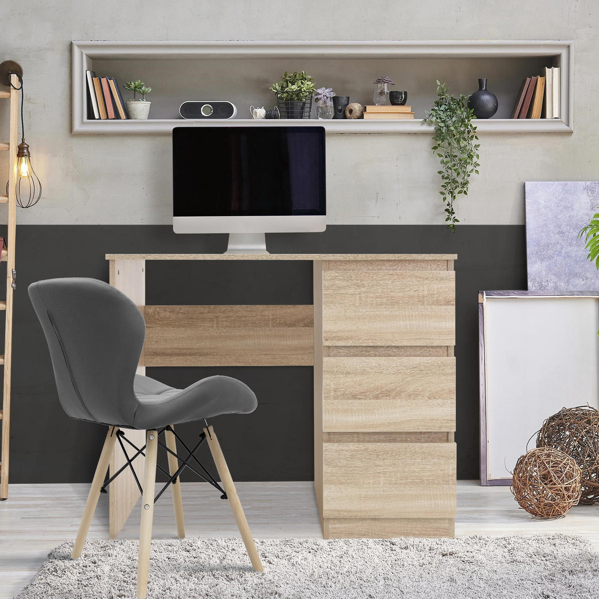 SCHREIBTISCH - Braun, Holzwerkstoff (90/50/76cm) - ML-DESIGN
