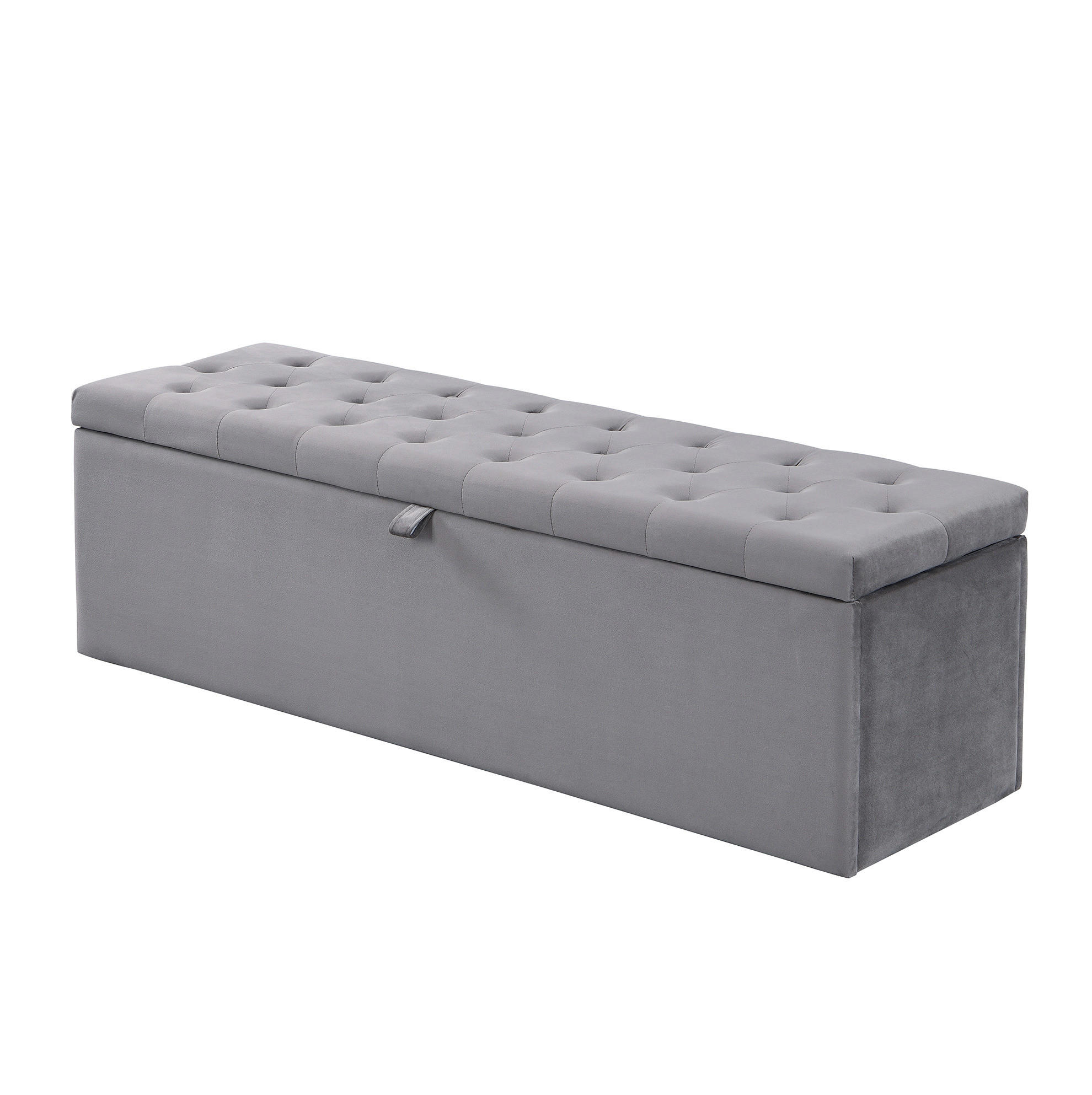 POLSTERBANK 138/41/42 cm mit Stauraum und Samtbezug, Grau - Grau, Textil - Redom