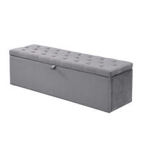 POLSTERBANK 138/41/42 cm mit Stauraum und Samtbezug, Grau - Grau, Textil - Redom