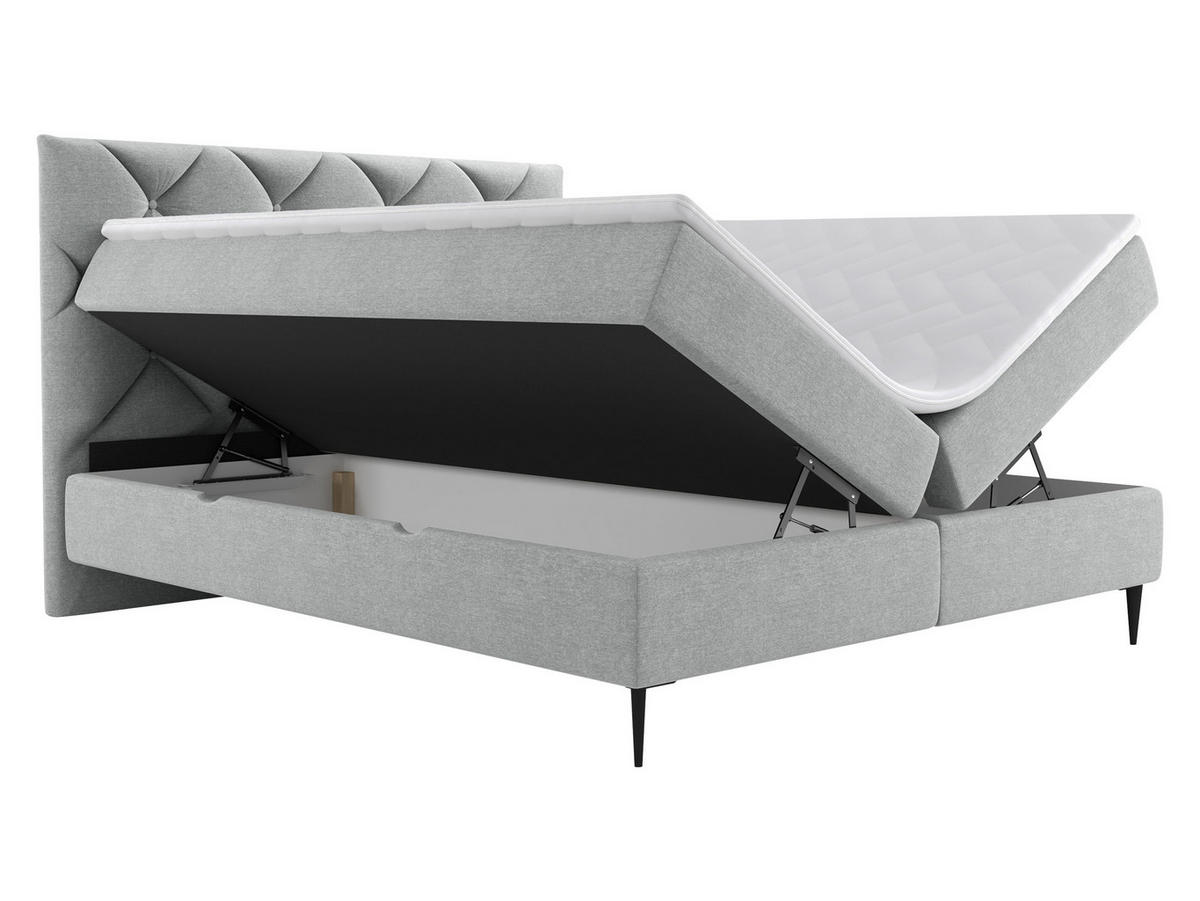 BOXBETT Letra - Chromfarben/Hellgrau, Holz/Textil (140/200cm) - MIRJAN24