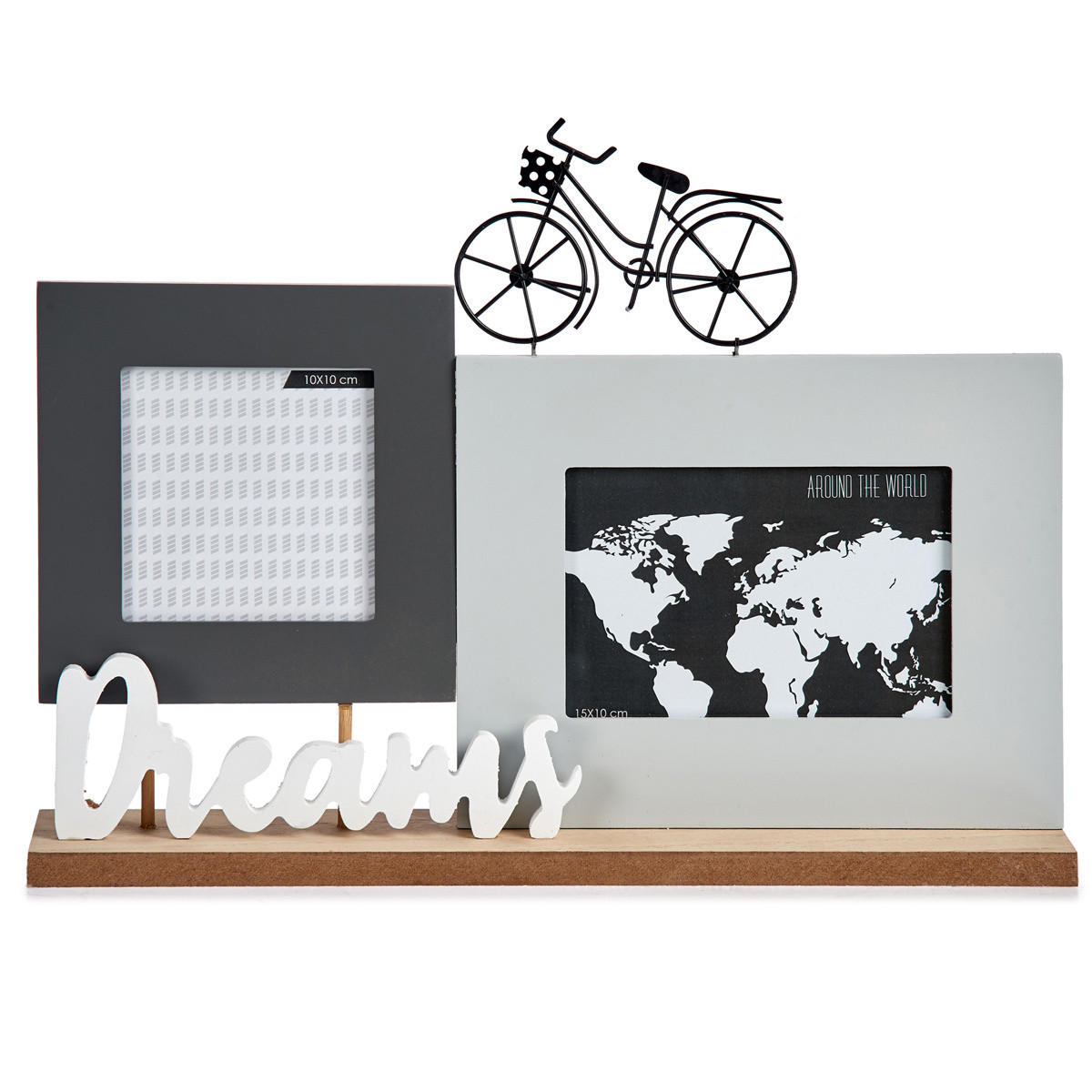 BILDERRAHMEN für 2 Fotos - Grau, Holz (37.5/27/37.5cm) - Giftdecor