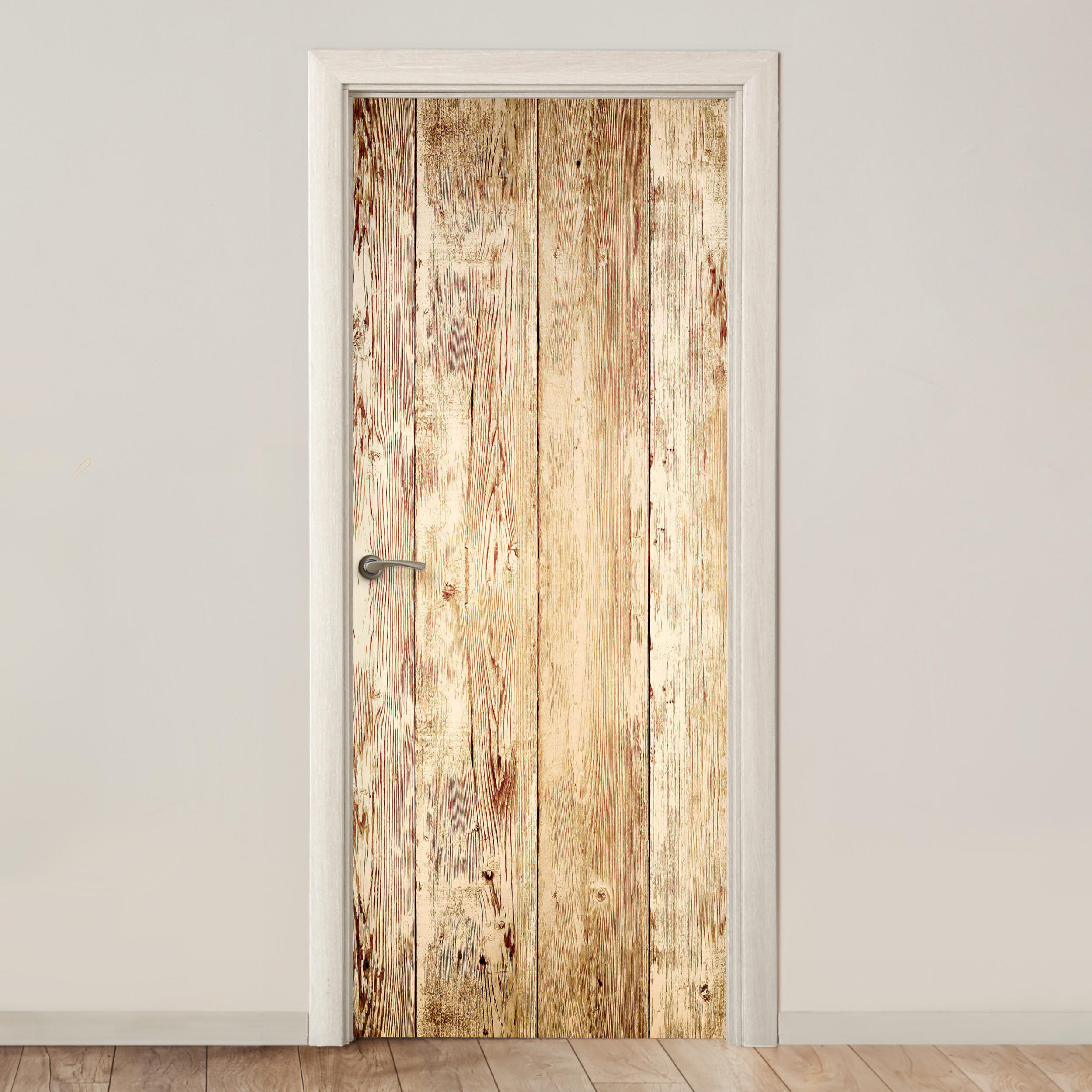 TÜRAUFKLEBER Selbstklebend - Holz - Vintage - Regal - Eiche 90x205 cm - Türtapete - Honigeiche, Kunststoff (90/0.1cm) - MuchoWow