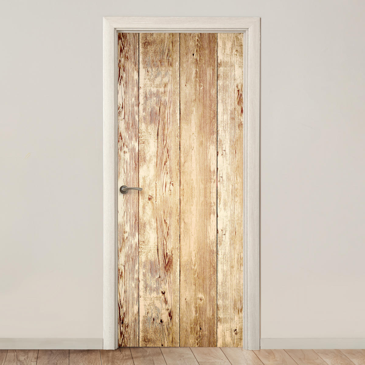 TÜRAUFKLEBER Selbstklebend - Holz - Vintage - Regal - Eiche 95x235 cm - Türtapete - Honigeiche, Kunststoff (95/0.1cm) - MuchoWow