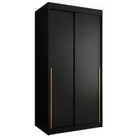 SCHIEBETÜRENSCHRANK 100 cm Breite, schwarz mit goldenem Griff - Goldfarben/Schwarz, Holzwerkstoff (100/200/62cm) - Home Collective