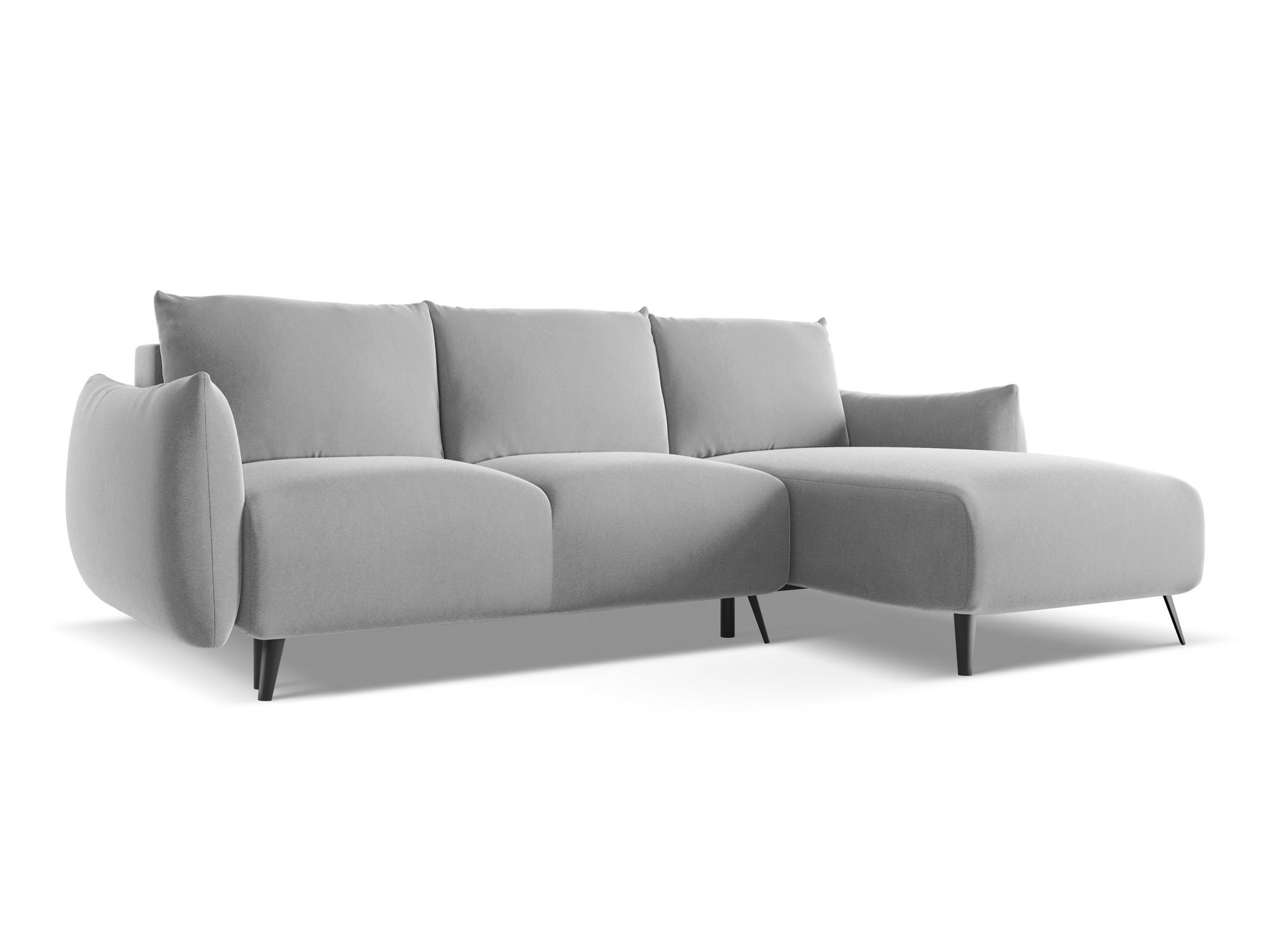 ECKSOFA mit Schlaffunktion Samt Stoff Grau - Schwarz/Grau, Textil/Metall (242/162cm) - Makamii