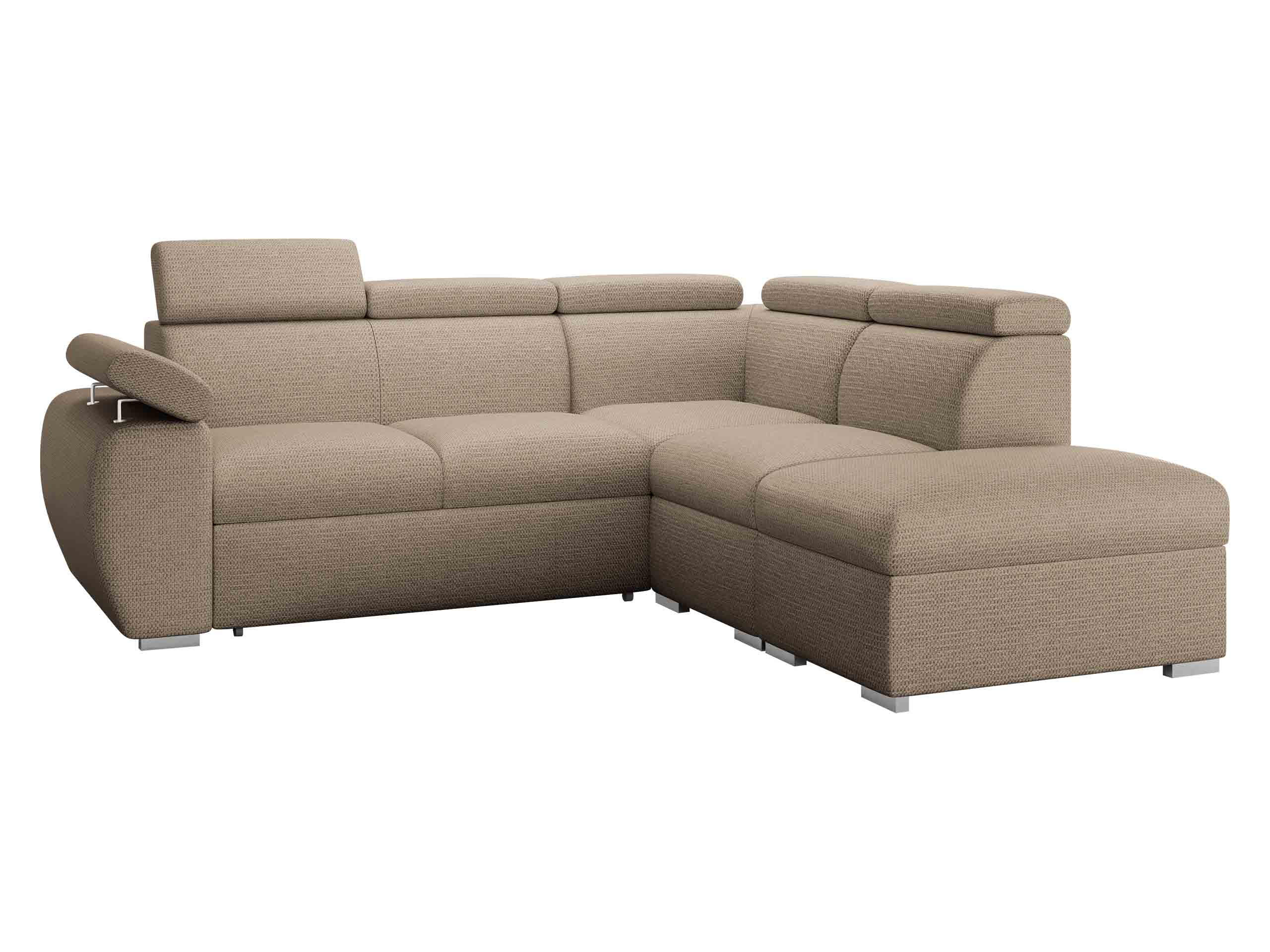 ECKSOFA Boston 2RR1P, Seite: Rechts 2R+R+1P(65)+PUFAP - Hellbraun/Silberfarben, Holz/Textil (260/230cm) - MIRJAN24