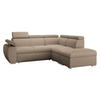 ECKSOFA Boston 2RR1P, Seite: Rechts 2R+R+1P(65)+PUFAP - Hellbraun/Silberfarben, Holz/Textil (260/230cm) - MIRJAN24