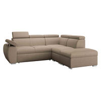 ECKSOFA Boston 2RR1P, Seite: Rechts 2R+R+1P(65)+PUFAP - Hellbraun/Silberfarben, Holz/Textil (260/230cm) - MIRJAN24