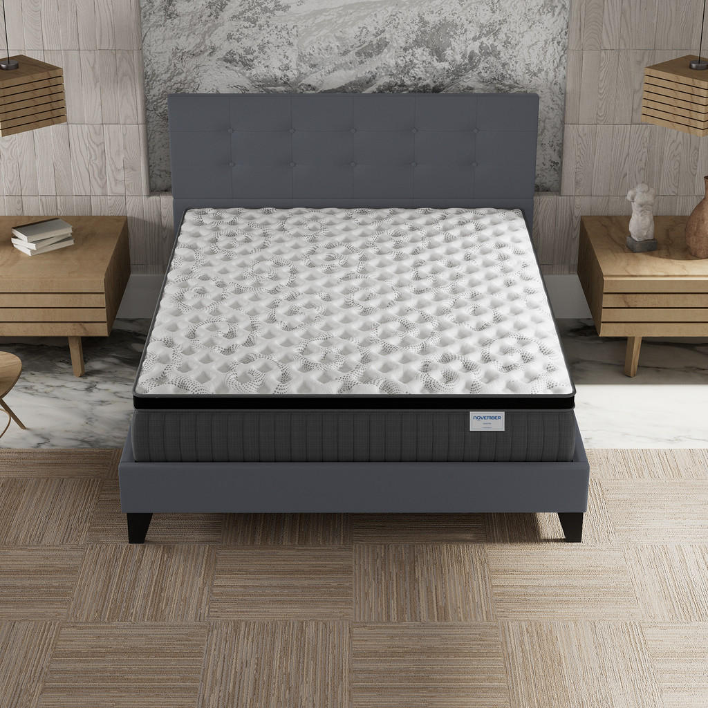 Thumbnail - November Sleep Polsterbett, Grau, Holz, Pappel,Pappel, H5, 5-Zonen, Höhe ca. 30 cm, 140x190 cm, Oeko-Tex®, Schlafzimmer,...