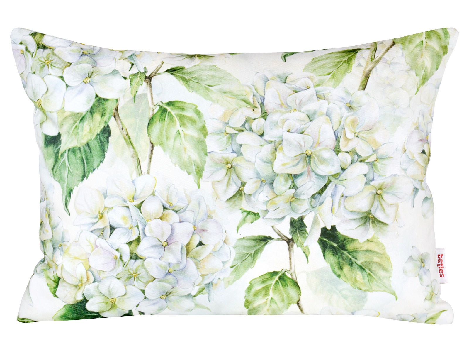 KISSENHÜLLE Landlust-Hortensie weiß 25/35 cm - Weiß/Grün, Textil (25/35cm) - beties Heimtextil