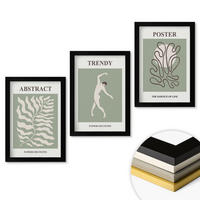 WANDBILDER 3er-Set - 20x30 cm Schwarzer Rahmen - Matisses grüne Pflanzenmuster - Schwarz, Kunststoff (20/30cm) - ArtPrintCave