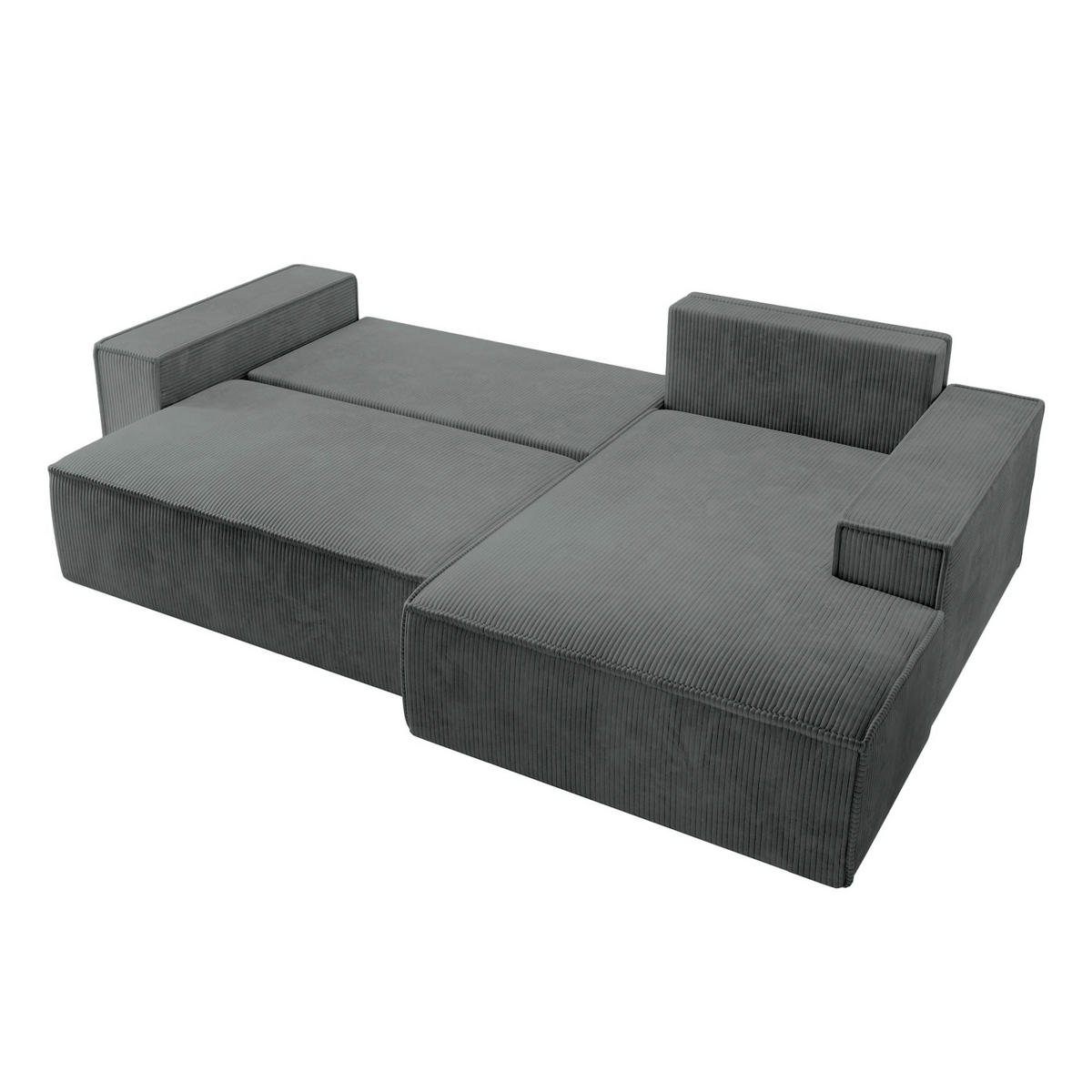 ECKSOFA Farese Grau mit Cordbezug, rechts - Dunkelgrau/Schwarz, Kunststoff/Textil (167/267cm) - Selsey