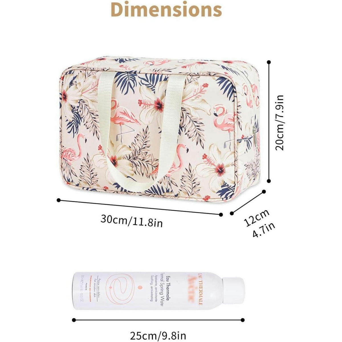 KULTURBEUTEL Flamingo Beige 30 cm - Multicolor, Textil (1/1/2cm)