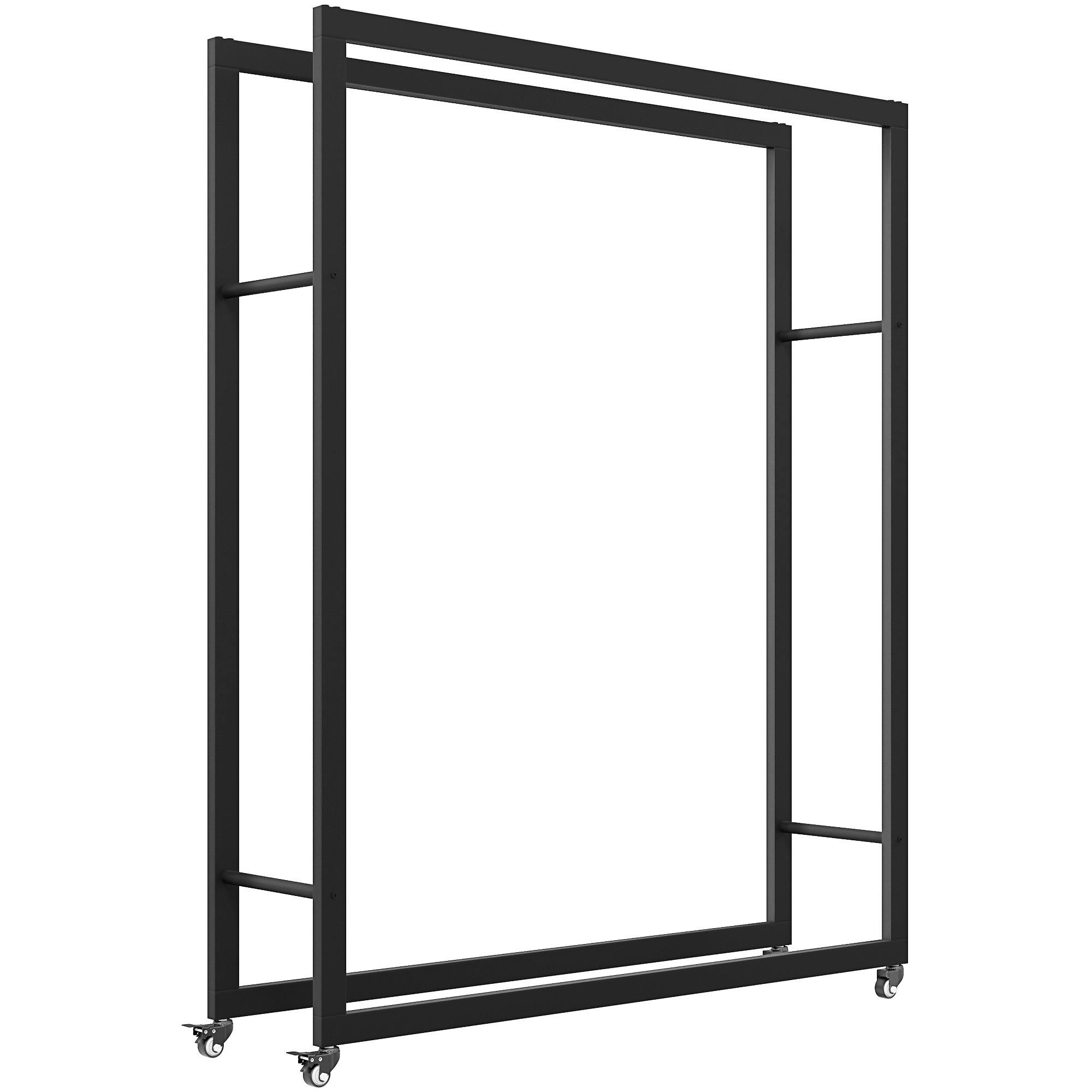 KAMINHOLZREGAL bis 150 kg - Schwarz, Metall (32/151/120cm) - Outsunny