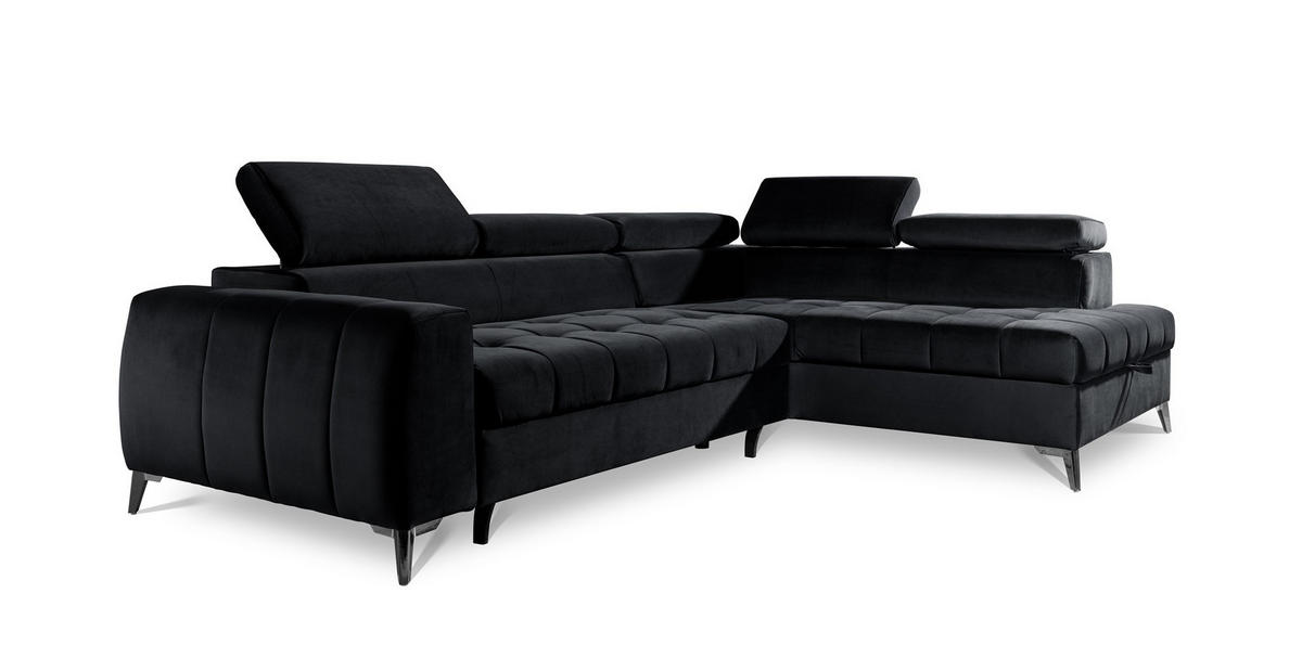 ECKSOFA Schlafsofa Agnesa In Salvador - Schwarz, Holzwerkstoff/Textil (275/200cm) - Fun Möbel