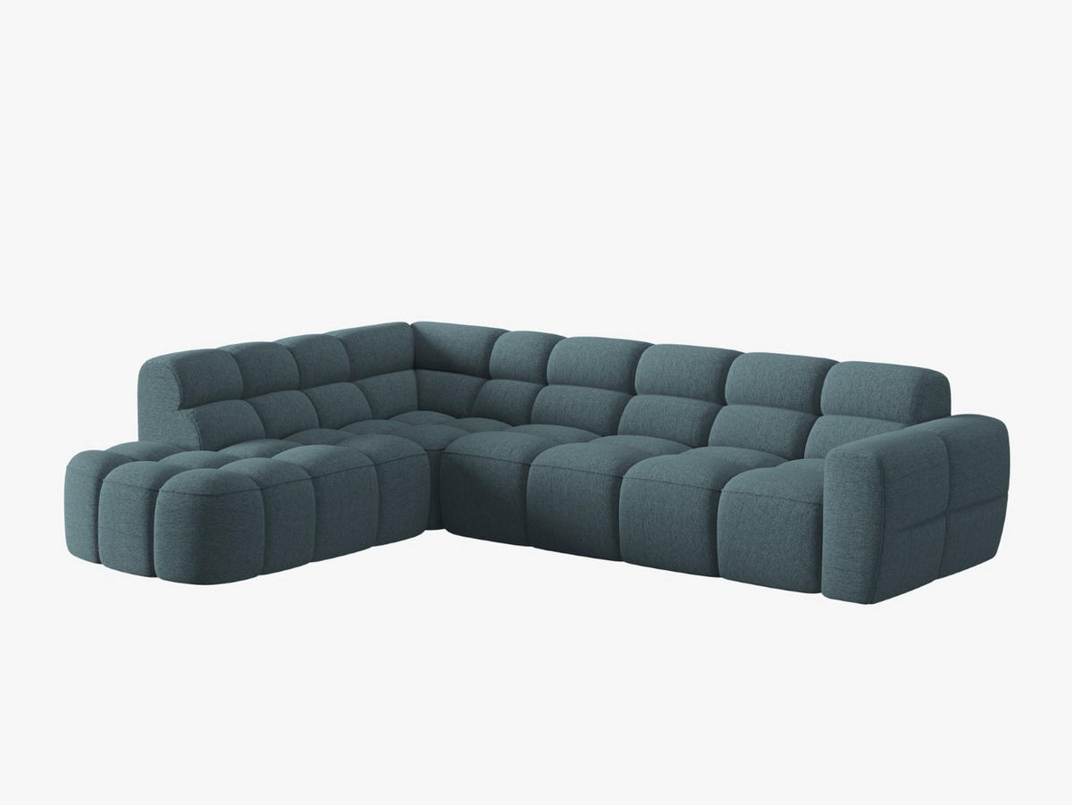 ECKSOFA links Lisa aus strukturiertem Stoff hellblau 5 Sitzplätze - Hellblau, Textil (234/293cm) - Micadoni