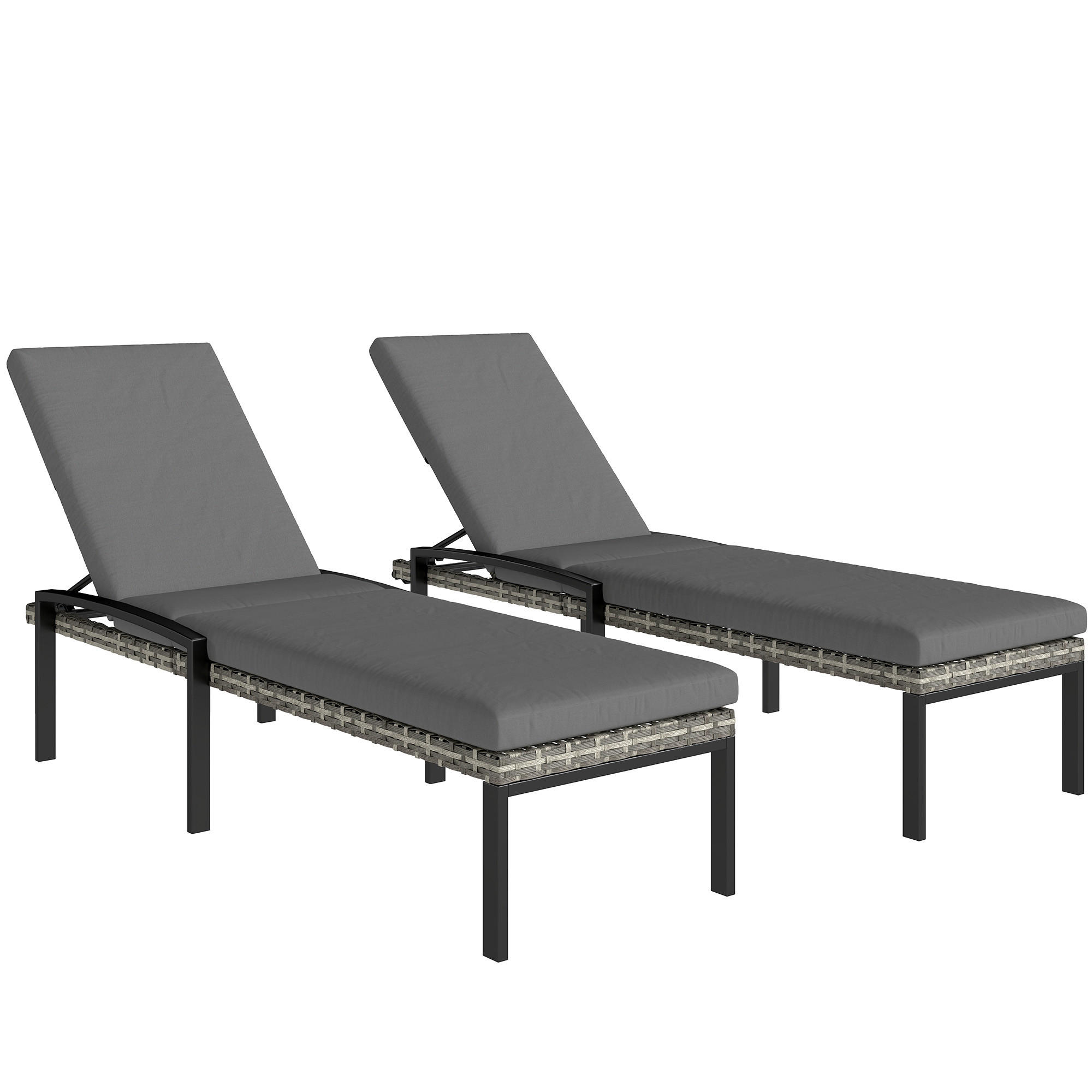 SONNENLIEGEN 2er Set DE-06766 5-fach verstellbar Hellgrau - Hellgrau, Kunststoff/Metall (59/45/200cm) - ComfortXL
