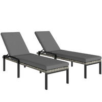 SONNENLIEGEN 2er Set DE-06766 5-fach verstellbar Hellgrau - Hellgrau, Kunststoff/Metall (59/45/200cm) - ComfortXL