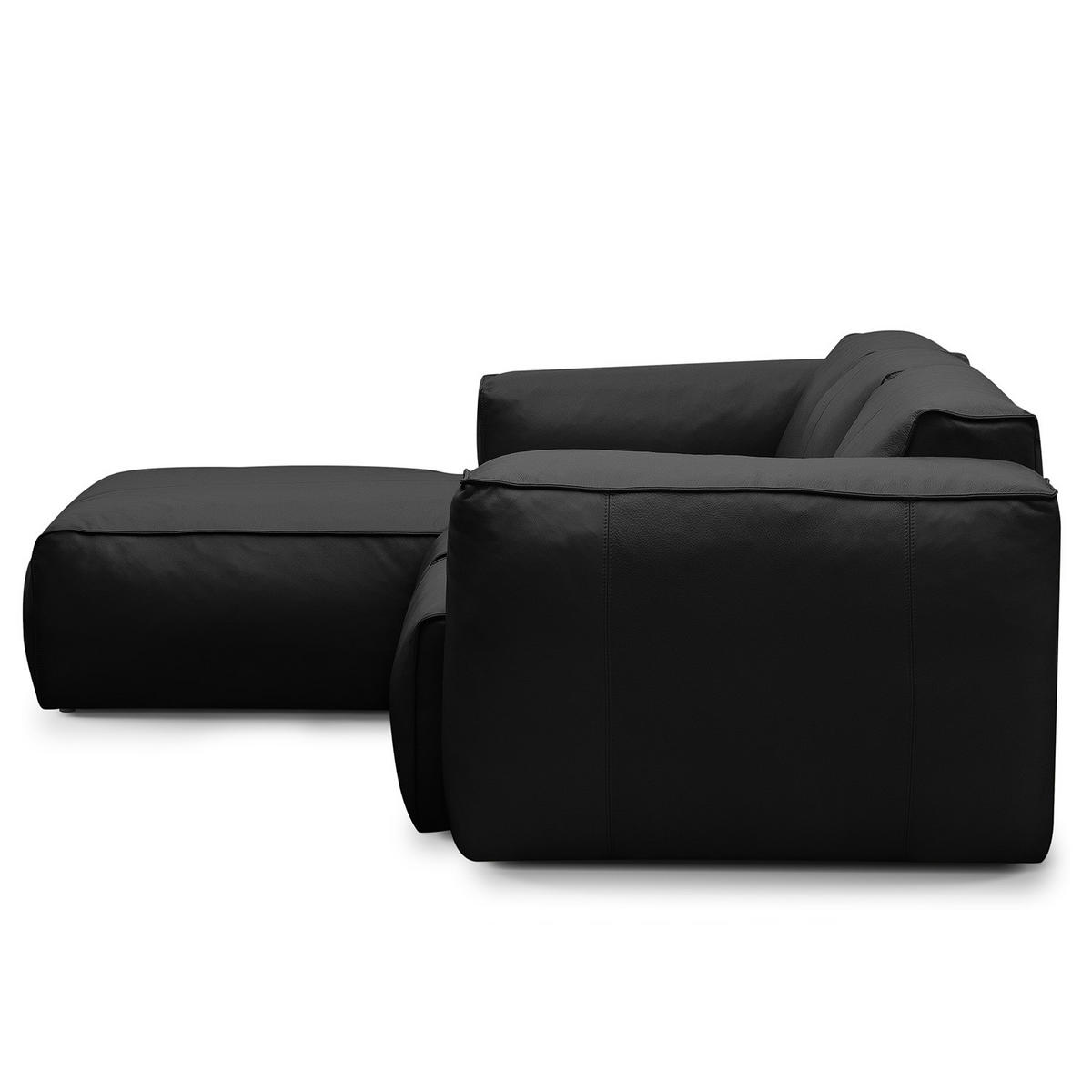 3-SITZER ECKSOFA mit Longchair - Schwarz, Leder/Kunststoff (251/173cm) - home24