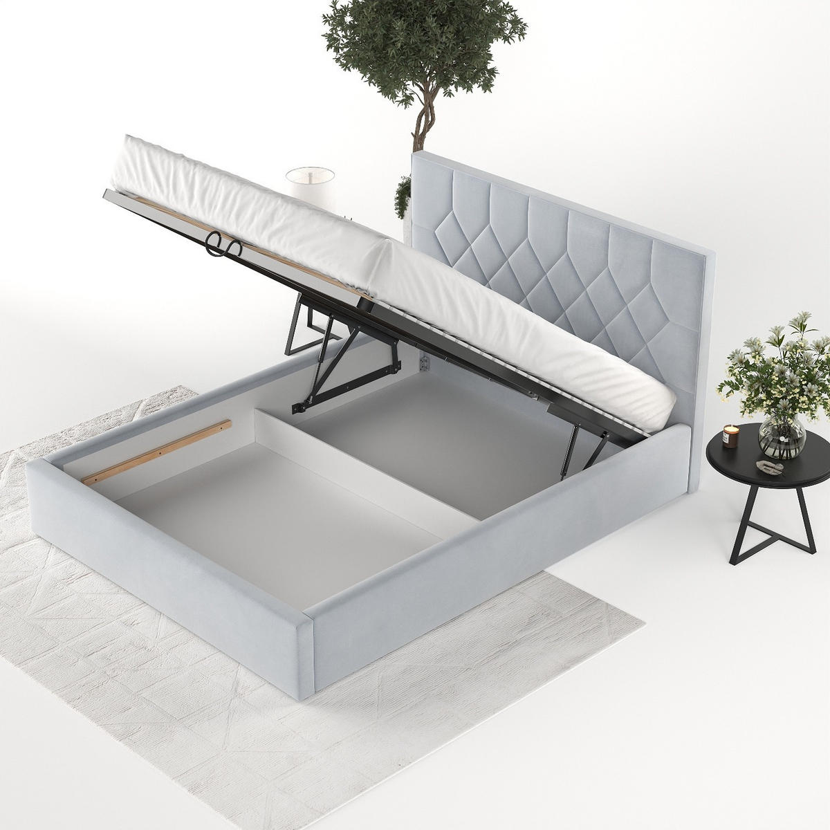 POLSTERBETT Brisa 140/200 cm Hellgrau im Paros Stoff - Hellgrau/Schwarz, Holz/Holzwerkstoff (140/200cm) - AltaBeds