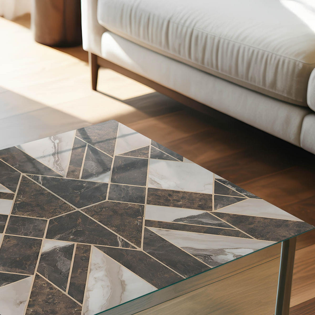 TISCHPLATTE 50x50 cm – Stilvolles Mosaik - Weiß, Glas (0.4/50/50cm) - Wallfluent