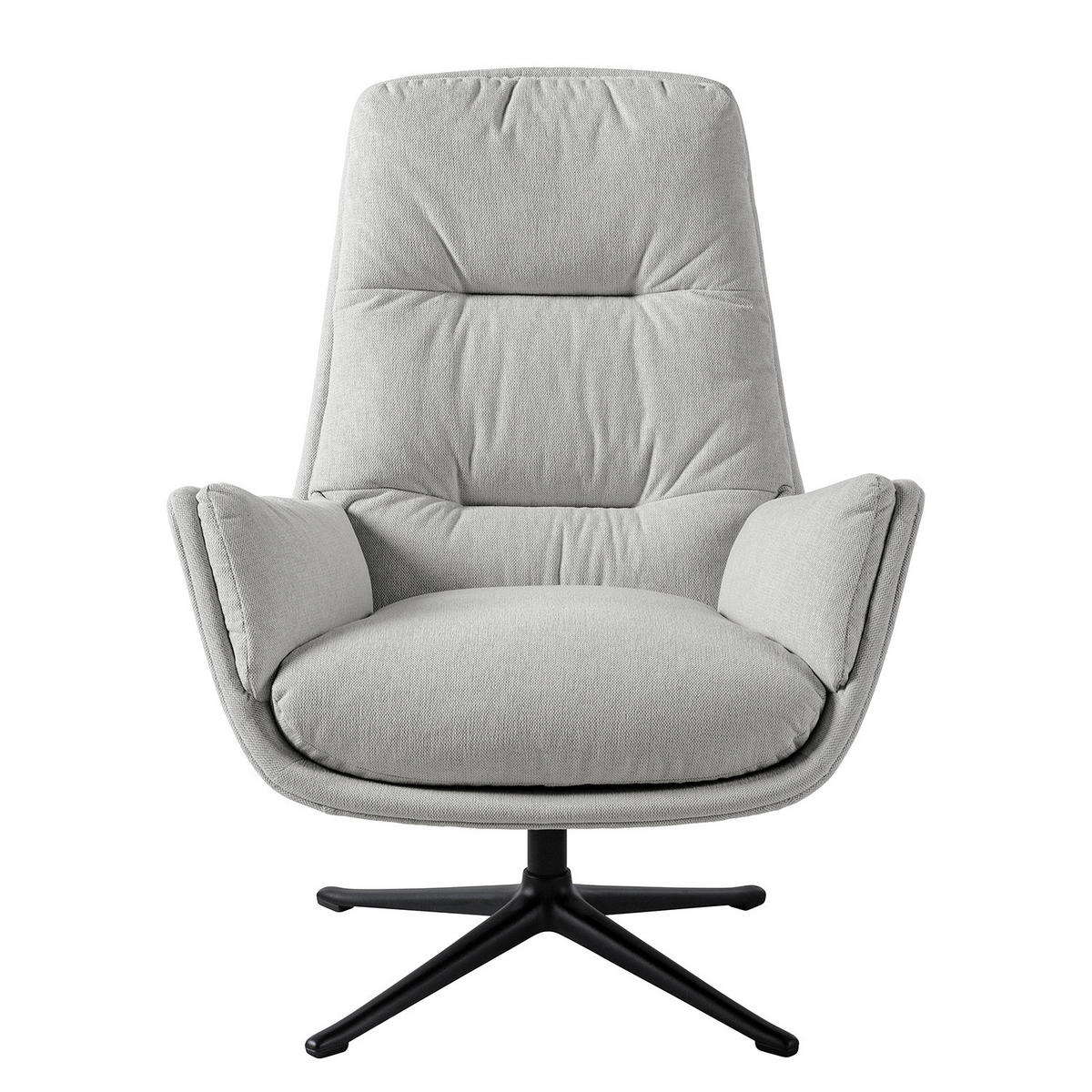 SESSEL mit Kreuzfuß - Hellgrau/Schwarz, Textil/Metall (83/95/97cm) - home24