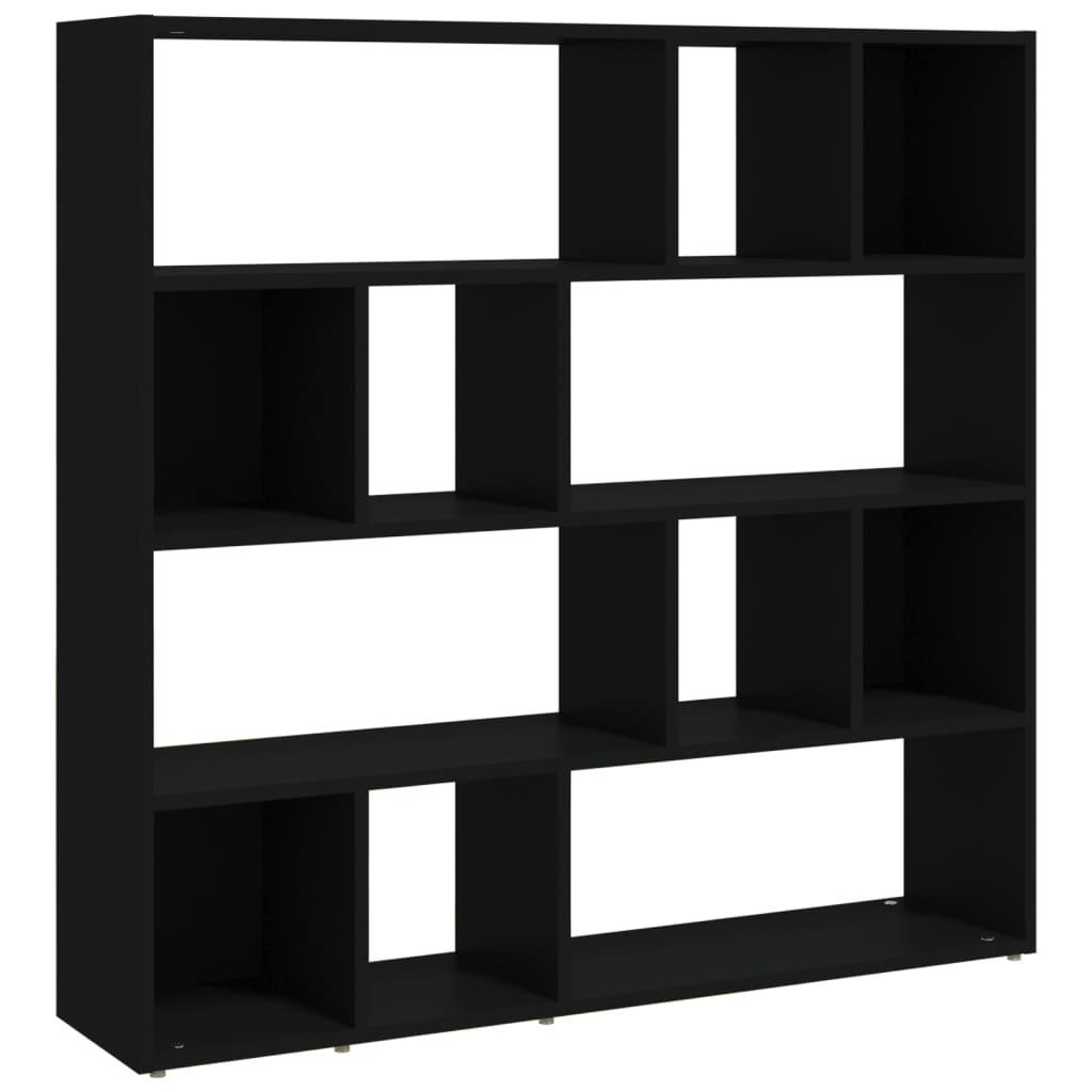 BÜCHERREGAL mit 12 offene Fächer, 105/24/102 cm, aus Holzwerkstoff, Schwarz - Schwarz, Holz (105/102/24cm) - vidaXL