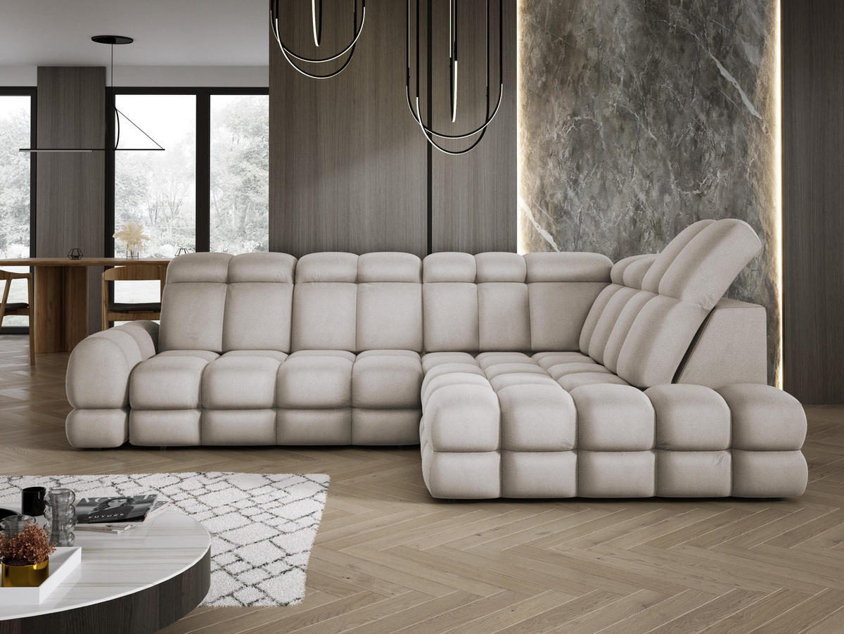 ECKSOFA TOLLO Solar-stoff L-form 302x217x105 cm cappuccino - Cappuccino, Holz/Textil (217/302cm) - DomoHome