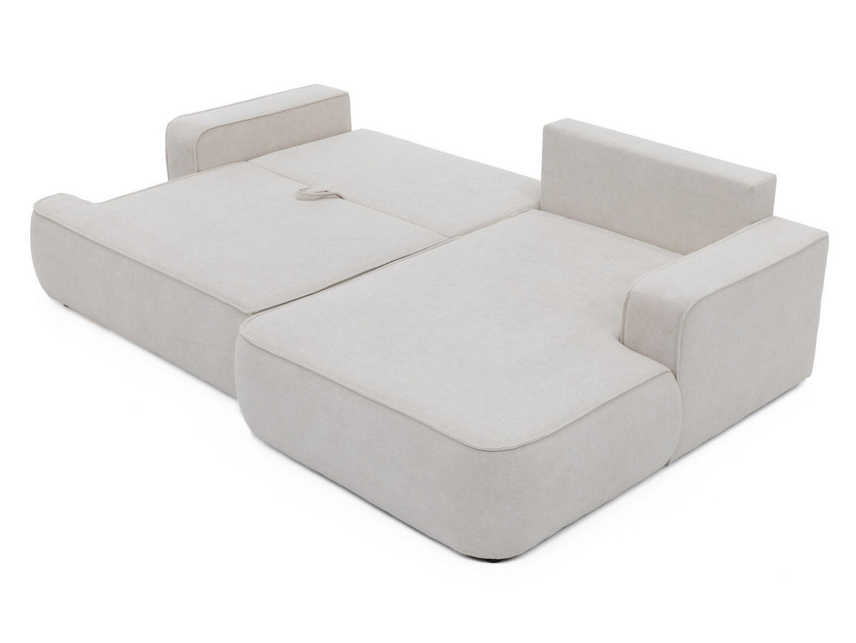 ECKSOFA Mono, Seite: Links - Creme/Schwarz, Holz/Kunststoff (260/168cm) - MIRJAN24