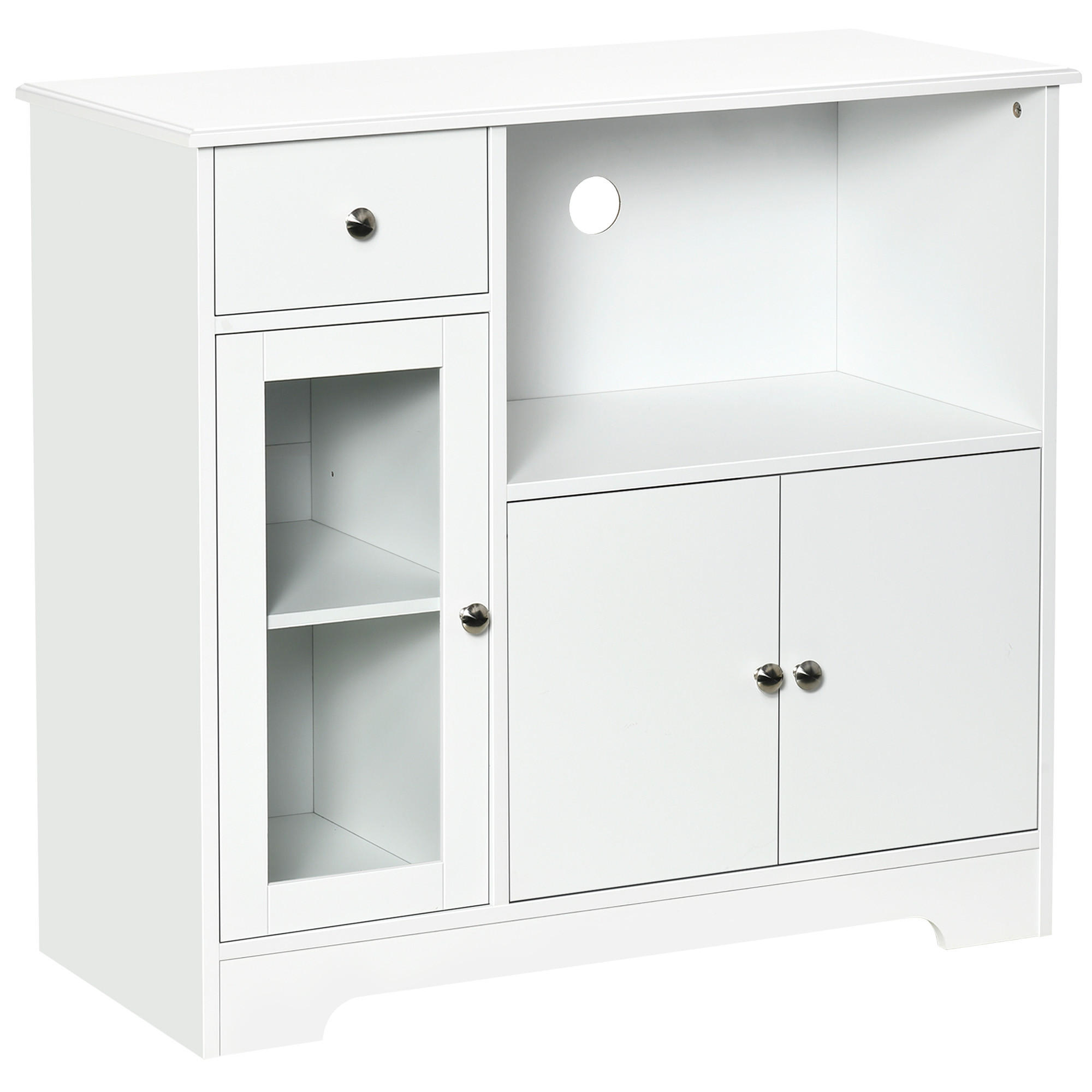 MIKROWELLENUNTERSCHRANK DE-11010 2 Glastüren Weiß - Weiß, Holzwerkstoff (40/82/90cm) - ComfortXL