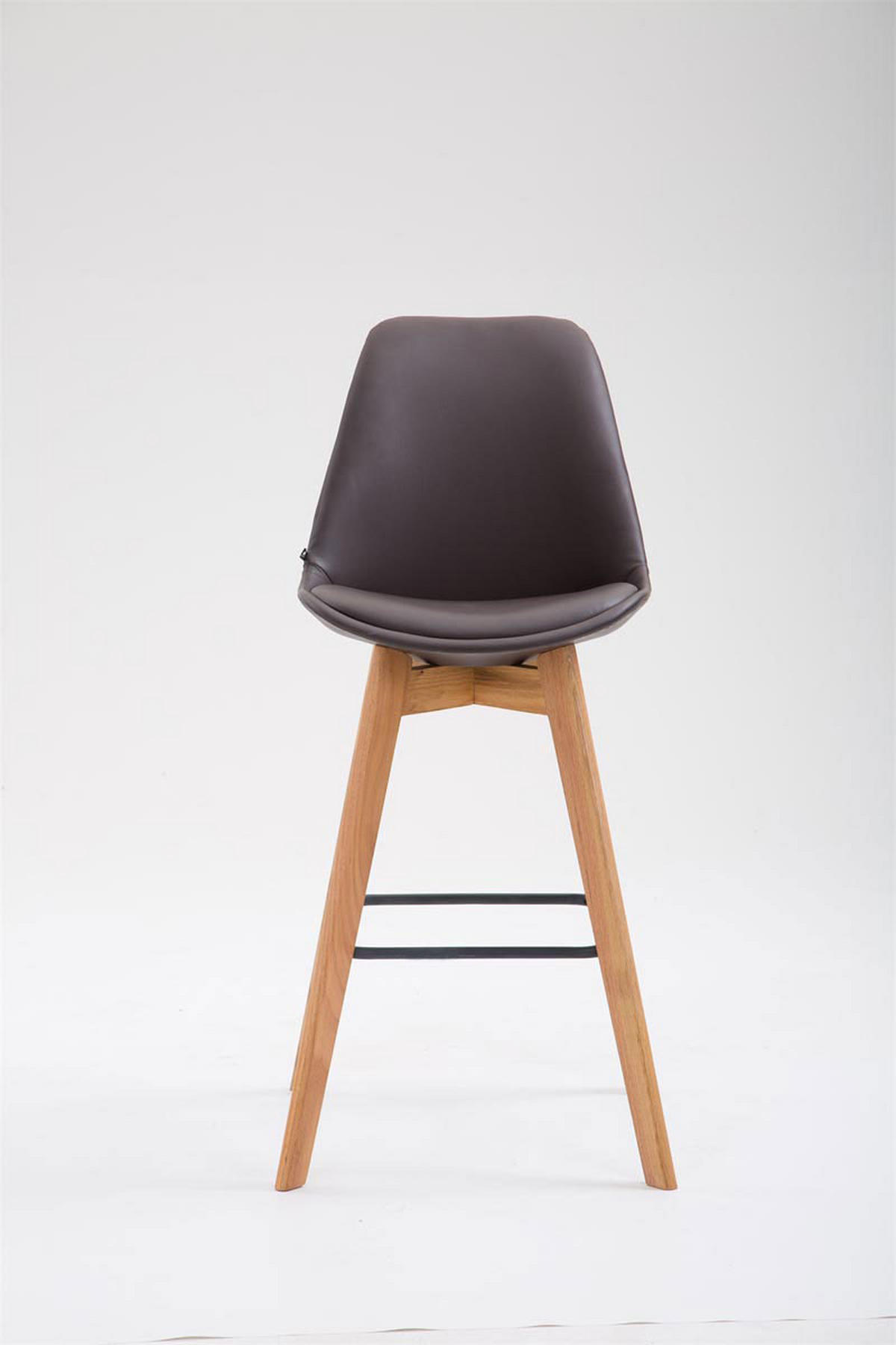 BARHOCKER Lederlook braun - Eukalyptusholzfarben/Braun, Holz/Textil (48/112/56cm) - CLP