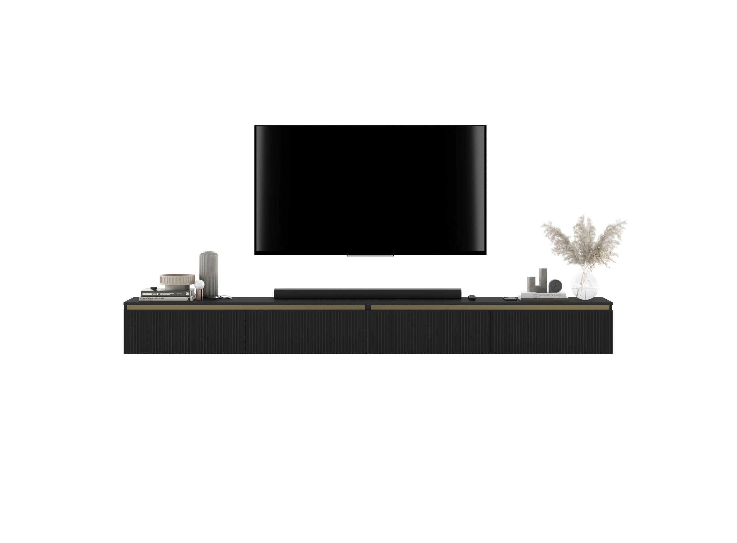 TV-LOWBOARD 2-er Set Selene Schwarz Matt Glamour 140 cm - Schwarz, Holzwerkstoff (280/30/35cm) - Meble Lindner