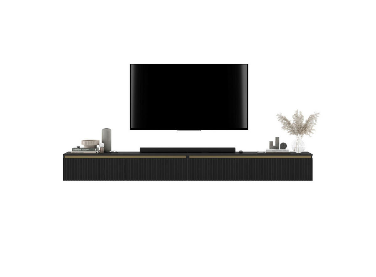 TV-LOWBOARD 2-er Set Selene Schwarz Matt Glamour 140 cm - Schwarz, Holzwerkstoff (280/30/35cm) - Meble Lindner