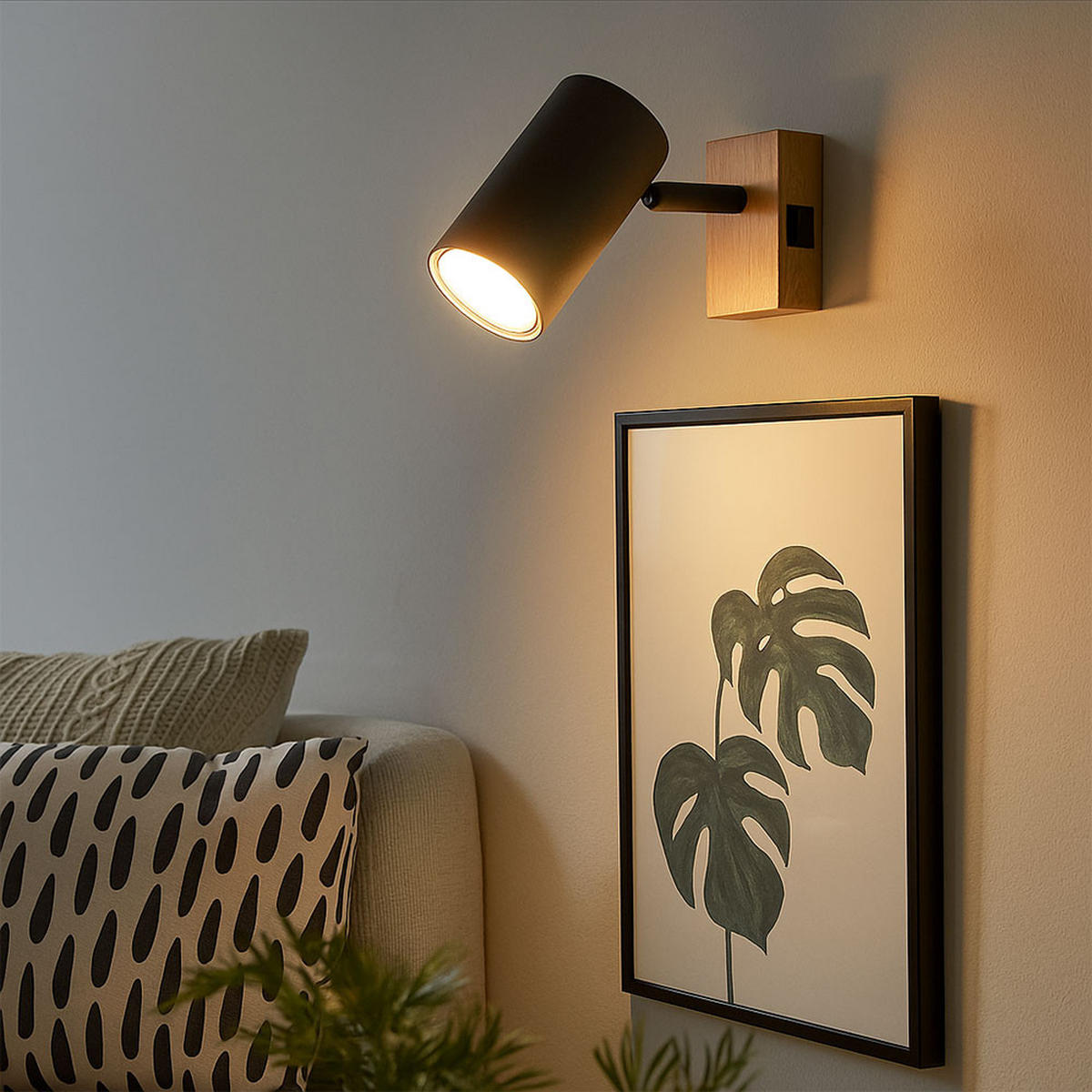 WANDLEUCHTE Metall Holzoptik Grau beweglicher Spot - Grau, Metall (7/10/12cm) - Globo Lighting