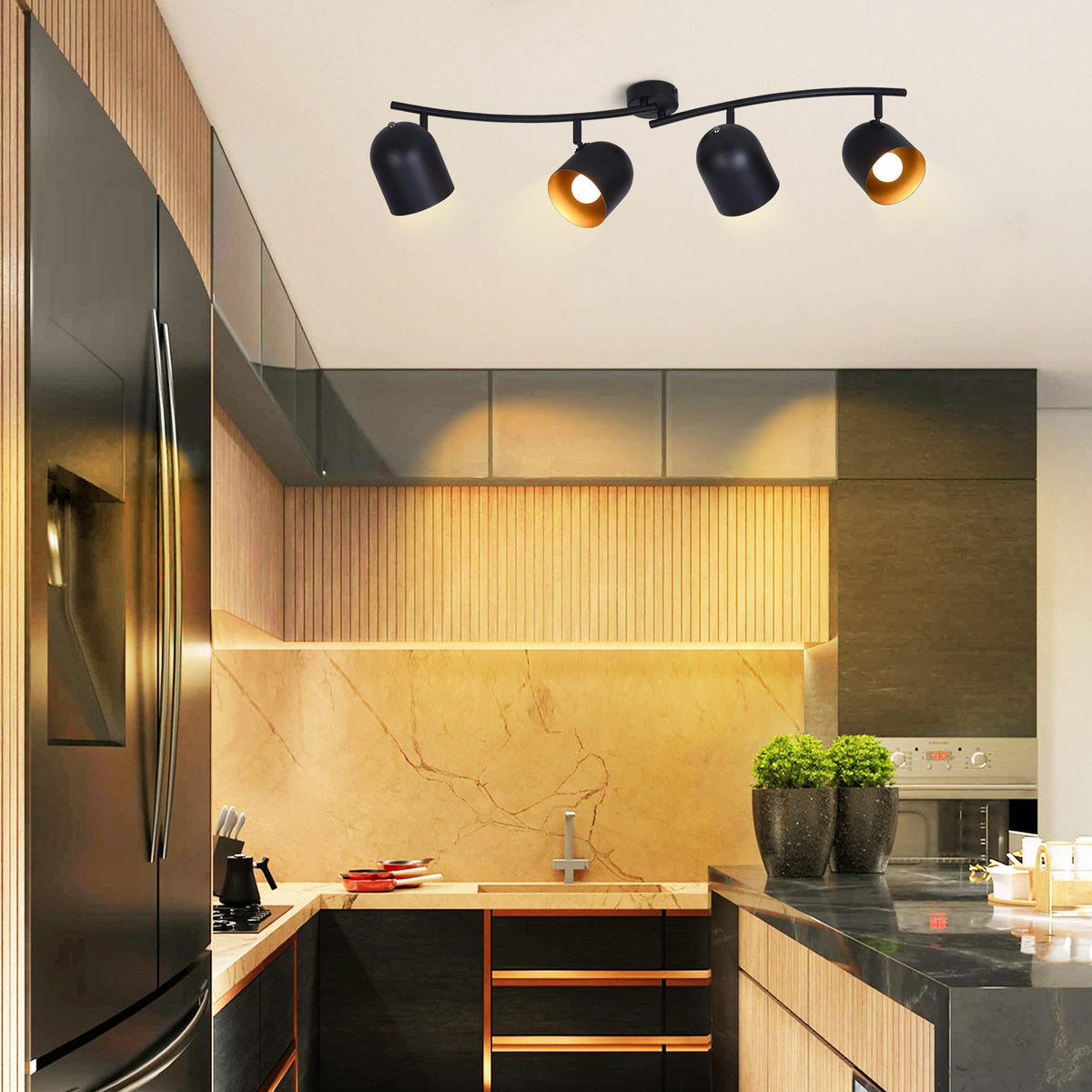 STRAHLER Gera 4-flammig 79/12/21 cm - Schwarz, Metall (79/12/21cm) - Nettlife