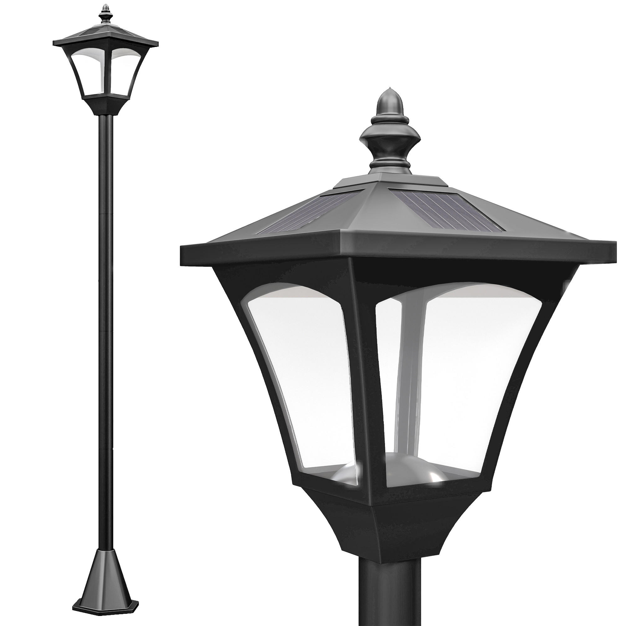 Outsunny SOLÁRNÍ lucerna s LED zahradní lucernou, cestní svítidlo 30 lumenů, výška 120 cm, černá
