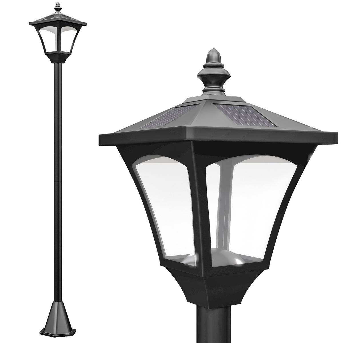 SOLAR Laterne mit LED Gartenlaterne Wegleuchte 30 Lumen H120cm Schwarz - Schwarz, Kunststoff (15/15/120cm) - Outsunny