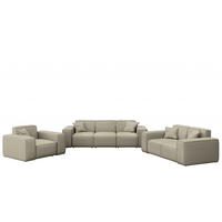 LOUNGEGARNITUR 3 2 1 Gartenmöbel, MALIBU Stoff Odyssey Dunkelbeige - Sandfarben, Holz - Kaiser Möbel