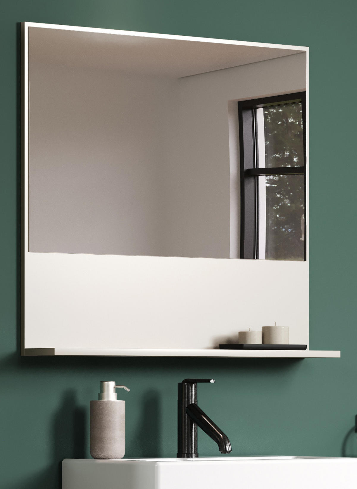 BADSPIEGEL Sand 80 cm, Badezimmer Spiegel mit Ablage - Kaschmir, Glas/Holzwerkstoff (80/74/14cm) - Top.Furn